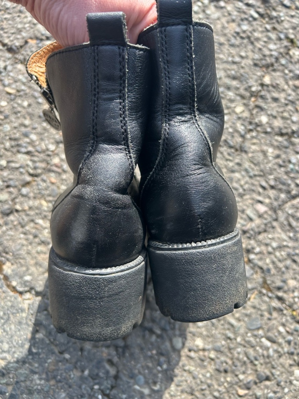 Double H Black Leather Side-Zip Moto Motorcycle Ankle Boots Sz 7.5 - Picture 10 of 11